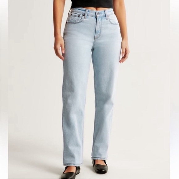 Abercrombie & Fitch Curve Love The Straight Mid Rise Jeans 35 20 Long - Picture 3 of 5
